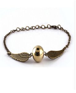 Quidditch Golden Snitch Pocket Bracelet Charmarmbanden Wings Vintage Retro Tone voor mannen en vrouwen6122151