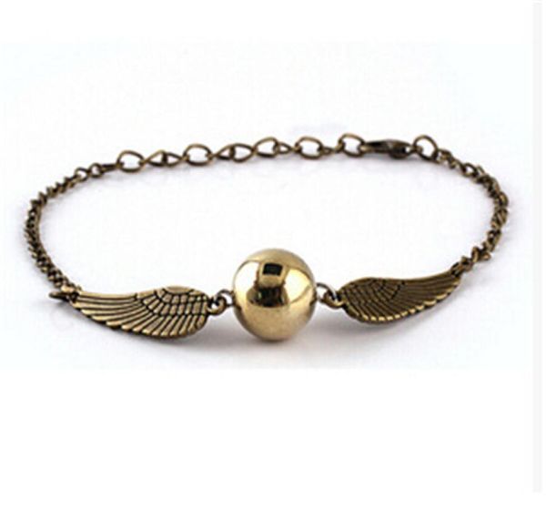 Quidditch Golden Snitch Pocket Charmelets Bracelets Wings Vintage Retro Tono para hombres y mujeres5115026