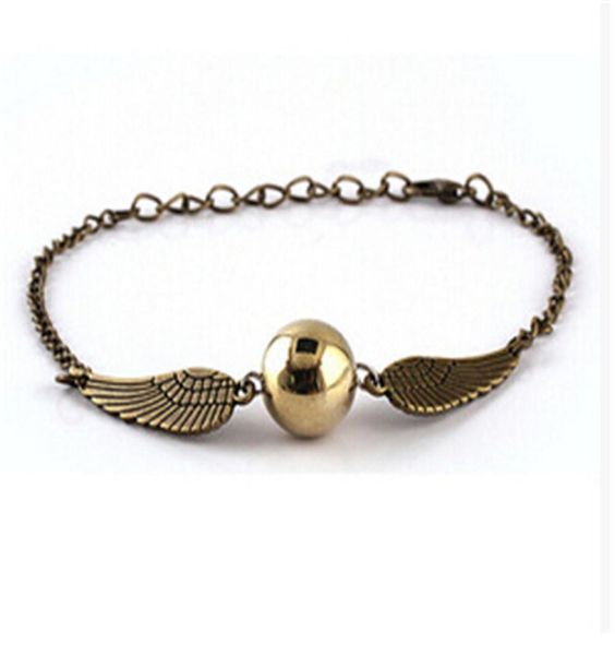 Quidditch Golden Snitch Pocket Charmelets Bracelets Wings Vintage retro Tono para hombres y mujeres8871852