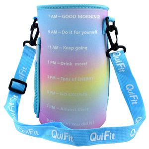 Quifit Sports Waterfles Mouw Houder met schouderriem, geweldig voor 128 oz of 64 oz Tritan-flessen exclusief fles 211013