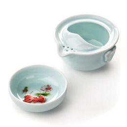 Quik cup 1 pot en 1 cup celadon kantoor reizen kungfu zwarte thee set drinkware groene thee tool T309310g