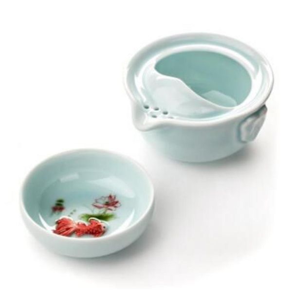 Taza quik, 1 olla y 1 taza de celadón, viaje de oficina, kungfu, juego de té negro, artículos para beber, herramienta de té verde T309255Z