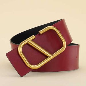 Gewatteerde ontwerper omkeerbaar goud grote v buckle real cowhide mode cinturones hombre rood echte lederen taille riem breedte 7 cm