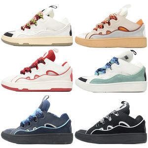 Gewatteerde tong Curb Sneakers Leather Designer schoenen Lavins Fashion Chaussure Skate Trainer Men Women Almond teen 90s geïnspireerde stijl Zwart Wit groen rood blauw grijs