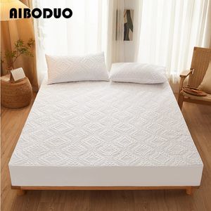 Gewatteerde Waterdichte Matras Topper Hoeslaken Met Elastische Bed Cover Protector Pad Sprei Voor Singledouble Kussensloop 240307