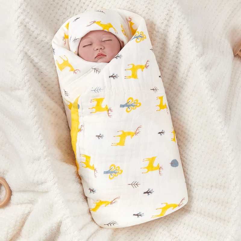 Täcken Baby Filt 6-lager Nyfödd vikbar filt Tecknad Högdensitet Andningsbara barns filtl2405