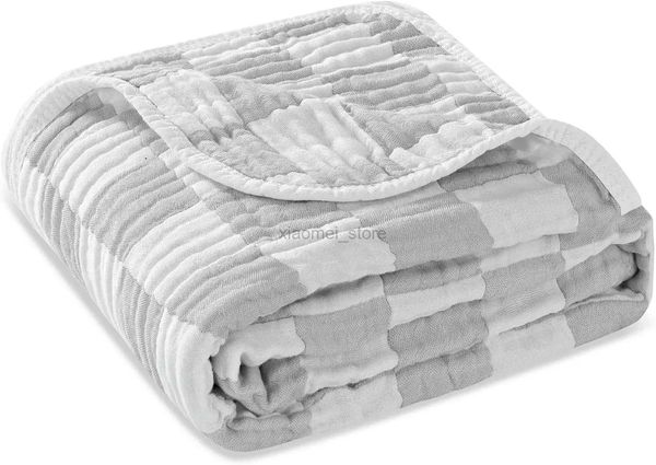 Edredones Manta de muselina de bambú 6 capas de gasa de algodón Mantas receptoras Manta suave para bebé Swaddle Wrap Mantas de cama Toalla de baño para bebés nacidos 240321