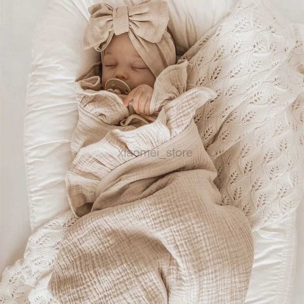 Edredones INS con volantes muselina bebé mantas para recién nacidos ropa de cama para bebés accesorios orgánicos para bebés recién nacidos reciben manta de algodón 240321