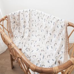 Quilts Kangobaby #My Soft Life # 4 Couches Plus Épaisses Coton Bambou Bébé Swaddle Couverture né Mousseline Wrap Infant Quilt Poussette Couverture 230317