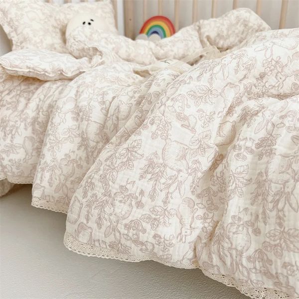 Quilts Vintage Floral Cotton Musline Tilt pour automne Baby Boys Filles Countreur Couvre de sieste 231017