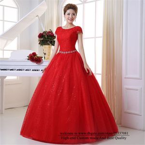 Quinceanera Jurken 2021 Prinses Kant Crystal Party Prom Formele Rode Baljurk Scoop Lovertjes Vestidos de 15 Anos Q32