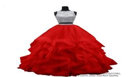 Vestidos de Quinceanera 2021 Dos piezas Sexy Crystal Sequins Party Party Tulle Tulle Beading Vestidos Vestidos de 15 Anos Q19425495