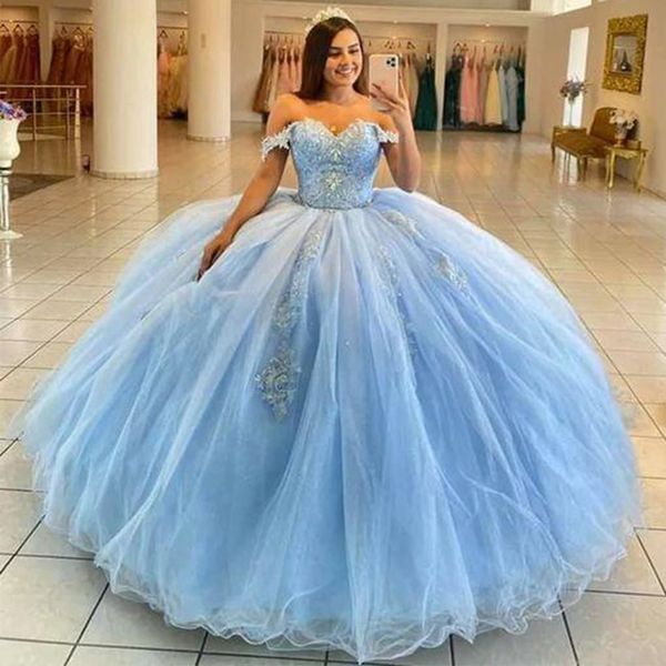 Vestidos de quinceañera Elegante Princesa Sexy Cariño Apliques Vestido de fiesta con tul Tallas grandes Dulce 16 Fiesta de debutante Cumpleaños Vestidos De 15 Anos 26