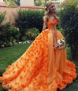 Quinceanera robes orange fête bal balle de ballon tulle coutume zipper lace up plus taille