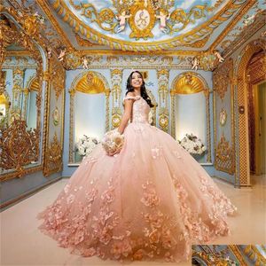 Robes De Quinceanera Rose Fleurs Chérie Douce 15 Filles Robe De Princesse Robes De Bal 2022 Robes De Bal Drop Delivery Par Dhi5D