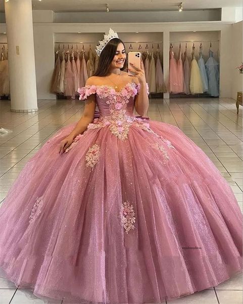 Quinceanera robes princesse sweetheart appliques fleurs robe de bal avec à lacets plus taille sweet 16