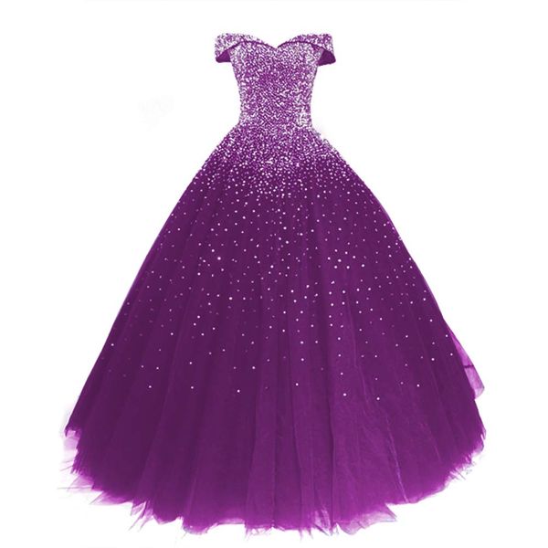 Vestidos de quinceanera Vestidos de baile de tul hinchado con vestidos de fiesta de hombro dulces 15 vestidos de fiesta Vestidos de 15 Anos A14