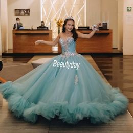 Robes de quinceanera Sweet 16 Robes de bal Robe de bal de bal de bal de bal de balle de premier plan de la robe de balle Berons Crystal Birthday Party Vestidos de 15 2631