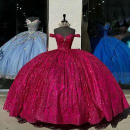 Quinceanera Robe rouge 2024 balle long train Train Ruffle Princess Lace Beads Tulle Vestidos de 15 Anos Birthday Party Sweet 16 Robe