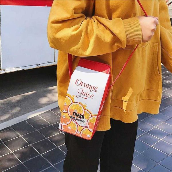 Bolso cruzado de cartón de leche peculiar, versión coreana japonesa de la chica, bolso de hombro elegante para estudiante de hermana suave Harajuku 110223