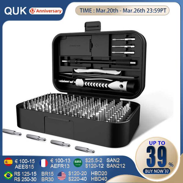 QUK-Juego de destornilladores de precisión, Kit de destornilladores de CR-V 130/45 en 1, Herramienta de combinación de brocas de tornillo magnético 117 para herramientas para reparación de portátiles