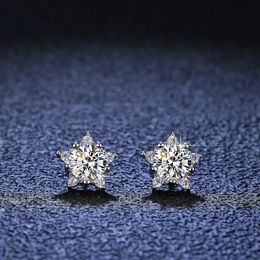 QUKE – boucles d'oreilles étoile en diamant véritable, 05ct, couleur D VVS1, argent Sterling 925 pur, pour femmes, bijoux fins de mariage, EA012 240109