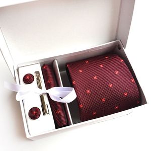 Qulity hommes cravate Spot coffret cadeau 6 pièces ensemble équipe cravate affaires tenue de soirée mariage cravate usine en gros