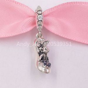 Andy Jewel Auténticas cuentas de plata de ley 925 Pandora DSN Cenicienta Zapatilla de cristal Ratones Cuelga Los encantos se adapta a la joyería de estilo Pandora europea