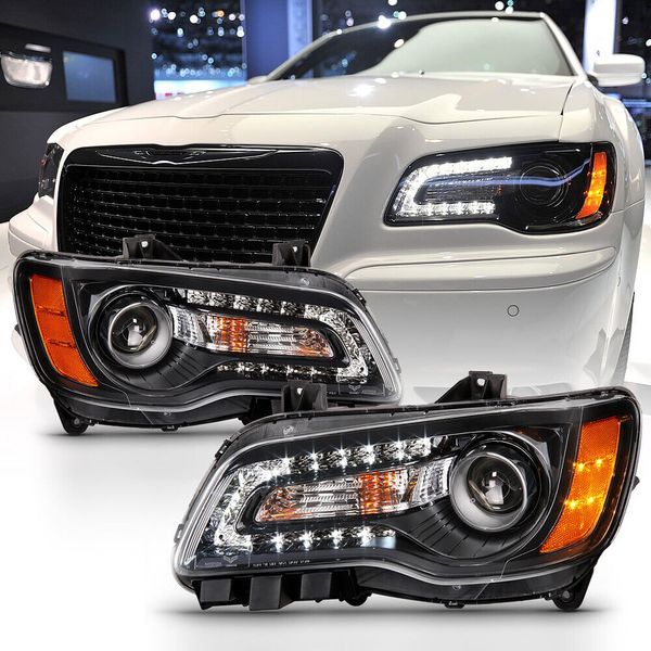 Remplacement des phares de style usine « LED NOIRE DRL » pour Chrysler 300 2011-2014