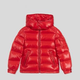 "Élégants et chaleureux filles créatrices pour enfants d'hiver - manteau de garçons pour enfants avec une veste supérieure à capuche, épaisse et brillante, en rouge, bleu et noir"