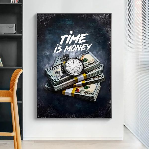 Quotes Affiche Inspirational Canvas Time Time est Money Wall Art Inspire Office Room d'étude DÉCOR HOME PEINTURE PICHES Impressions