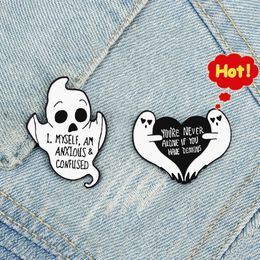 Citations White Ghost Emorn Pin Cartoon mignon broche punk punk halloween badge tissu sac épingles à revers cadeaux bijoux pour les amis pour enfants