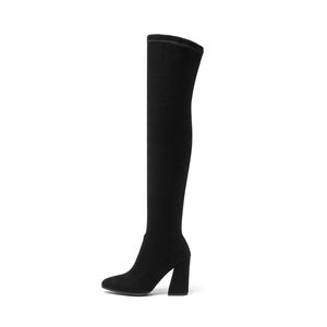 Botas por encima de la rodilla para mujer, zapatos de invierno con punta estrecha que combinan con todo, botas elegantes que combinan con todo, talla 34-43