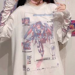Qweek Anime Graphic T-shirts Femmes 2022 Egirl Summer Split Sleeves Tees Shirt Femme E Girl Top Mujer Alt Vêtements esthétique