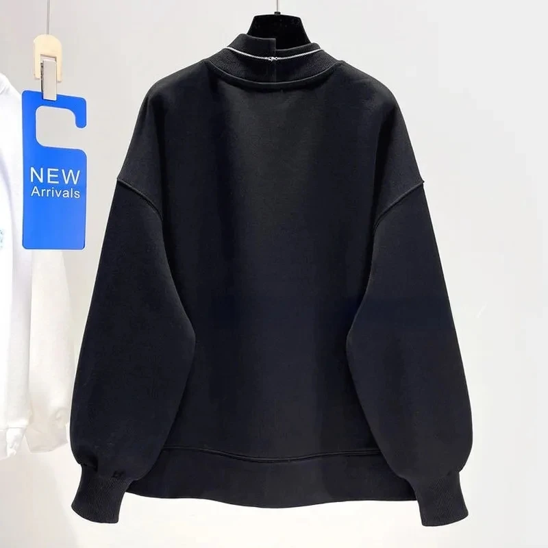 Qweek kawaii hoodies kvinnor harajuku asymmetrisk pullover vit svart hoodie överdimensionera koreanska ingen halsband långärmad tunn hastighet