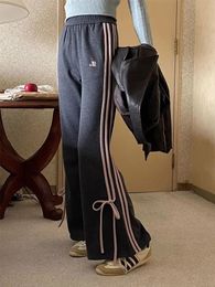 Qweek Corée de mode de mode de mode de surclassage Femme Y2K Fairycore mignon pantalon de jogger gris surdimensionné surdimension