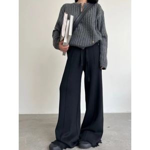 QWEEK Y2k noir tricot pantalon femme Vintage Baggy Harajuku pantalons de survêtement mode coréenne printemps surdimensionné casual pantalon esthétique 240201