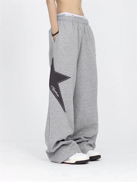 Qweek Y2K Vintage Star Sweatpants Femmes Harajuku rétro Streetwear Patchwork Jogger Pantalon Hip Hop Grey Sports Pants 240516