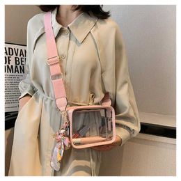 qwertyui45 Cross Body Mujer Moda Bandolera Transparente Mini Monedero Cuadrado Niñas Damas Decorativo Pequeño PVC Transparente Teléfono Estadio Aprobado Sling Bag 021223H