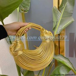 qwertyui879 Schoudertassen Handtassen voor dames 2023 New in Gold Luxury Designer Brand Handwoven Noodle Bags Rope Knotted Pulled Hobo Silver Evening Clutch