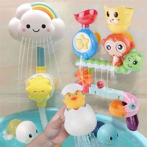 QWZ Baby Cartoon Aap Klassieke Douche Bath Toy Animal Strooi Badkamer Zwemmen Bading Educatief Speelgoed voor Kid Gift 210712