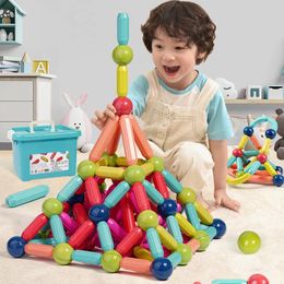 QWZ aimant bâton tige blocs de construction Montessori jouets éducatifs enfants constructeur magnétique bloc concepteur ensemble pour enfants cadeaux 240110