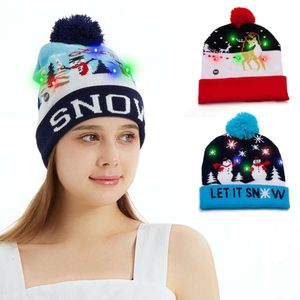 QY – chapeaux de noël Led avec lumières, pull lumineux tricoté, cadeau de noël pour adultes et enfants, vente en gros d'usine