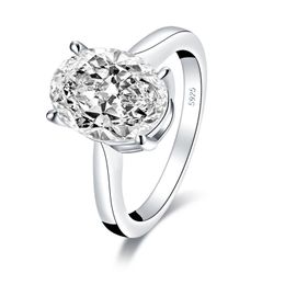 QYI Real 925 Sterling Zilver 5 CT Ring Dames Sieraden Wit Gesimuleerde Diamant Ovale Cut Trouwringen