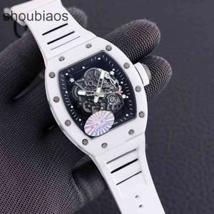 R i c h a r d Montres de luxe Montre Céramique Designer Mécanique Creux Milles Sport Blanc Hommes Technologie Automatique Bande Lumineuse Étanche Mode