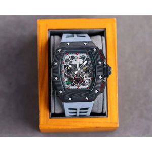 R i c h a r mens superclone aaa relojes de marca mecánicos rm11-03 WF0E cronogarph gmt fibra de carbono dail relojes de pulsera Superficie de espejo de zafiro antiarañazos E0R2