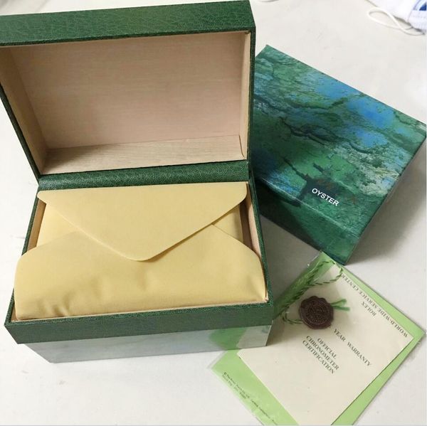 R Montre de luxe Mens Watch Box Cases Original Inner Outer Womans Montres Accessoires Hommes Montre-bracelet Green boxex livret carte 116610256k