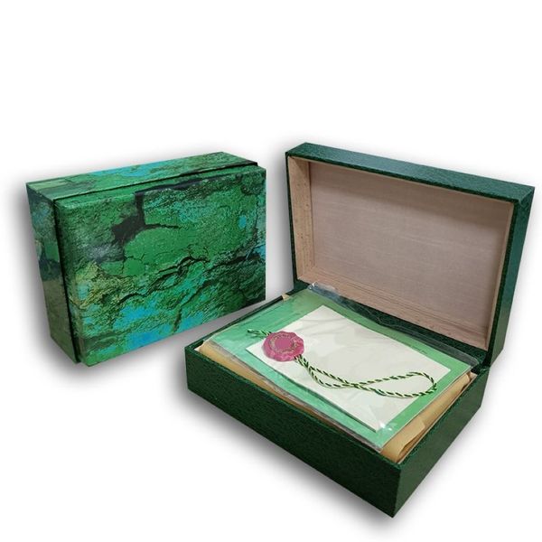 R Montre de luxe Mens Watch Box Cases Original Inner Outer Womans Montres Accessoires Hommes Montre-bracelet Green boxex livret carte 116610207c