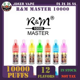 RM Master 10000 Puffs Original Vape Pen jetable Cigarettes électroniques 20 ml Pod Mesh Coil rechargeable Air réglable 0% 2% 3% 5% Vaporisateur de dispositif 12 saveurs en stock
