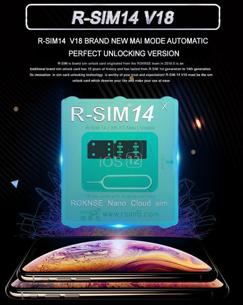 R-SIM 14 V18 Version R Sim14 RSIM14 RSIM pour iphone 11 XS MAX 8 7 IOS12.X ICCID déverrouillage Sim carte de déverrouillage R-SIM14